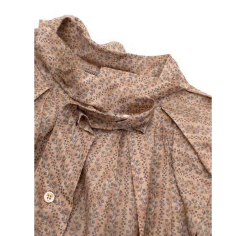 Bottega Veneta Beige Floral Cotton & Silk Button Down Midi Dress For Sale 1