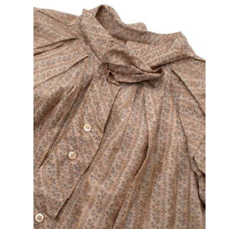 Bottega Veneta Beige Floral Cotton & Silk Button Down Midi Dress For Sale 2