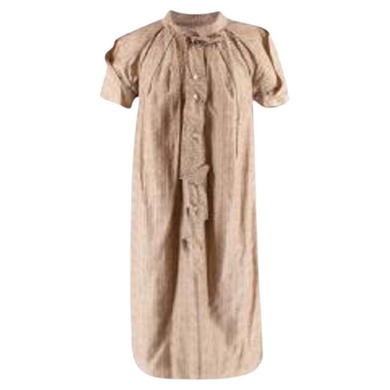 Meda Beige Floral Cotton Tie Dress