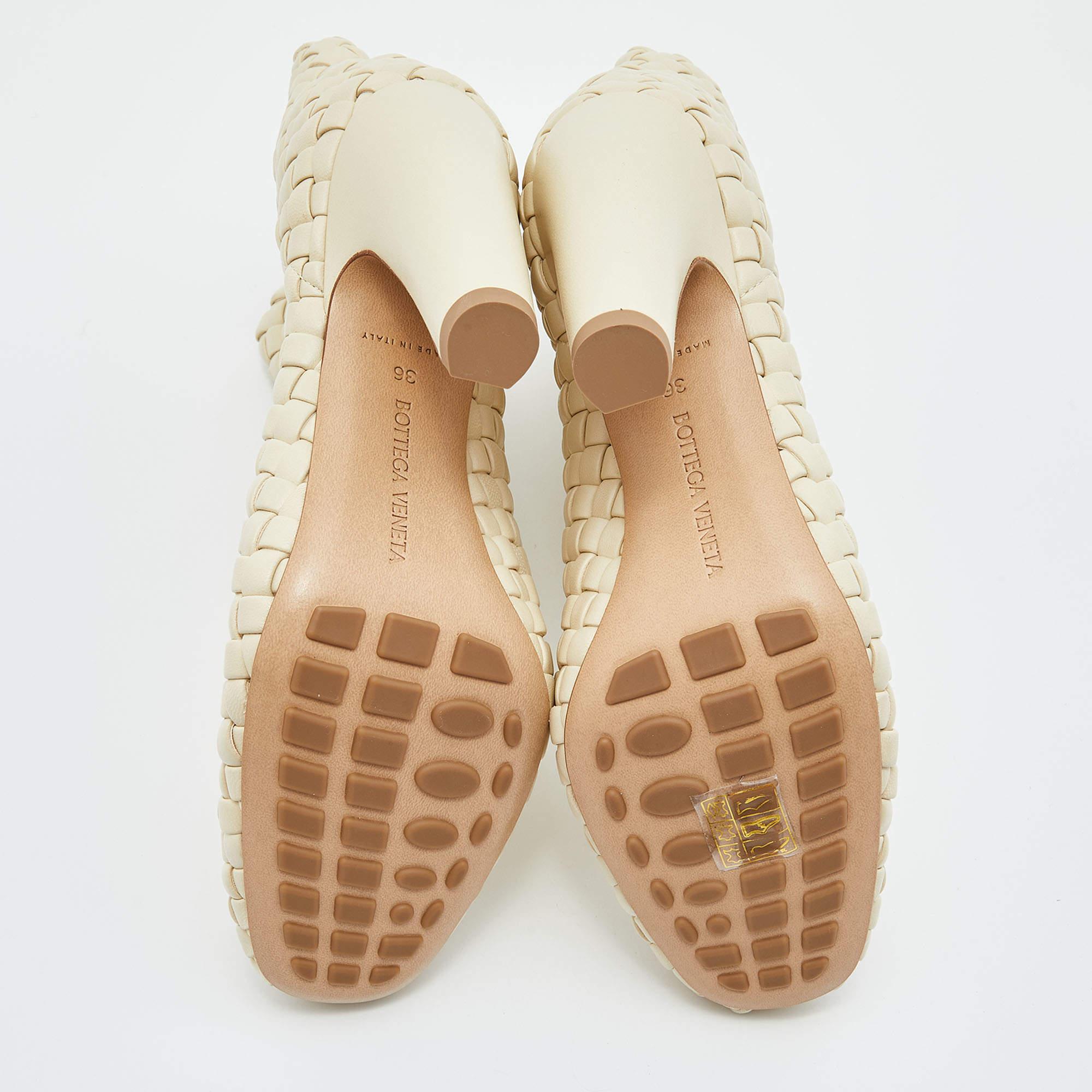 Bottega Veneta Beige Intrecciato Leather Canalazzo Ankle Boots Size 36 4
