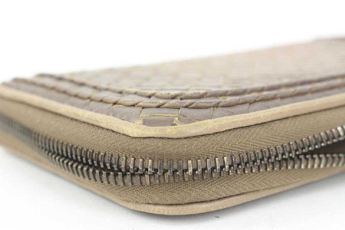 Bottega Veneta Beige Intrecciato Leather Continental Wallet Zip Around Zippy For Sale 6
