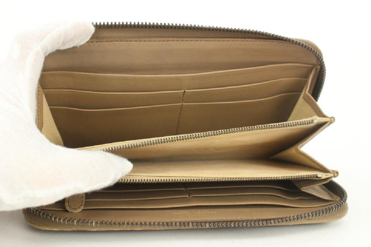 Bottega Veneta Beige Intrecciato Continental Brieftasche aus Leder mit Reißverschluss um Reißverschluss Damen im Angebot