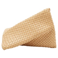 Bottega Veneta Beige Intrecciato Leather Crisscross Clutch