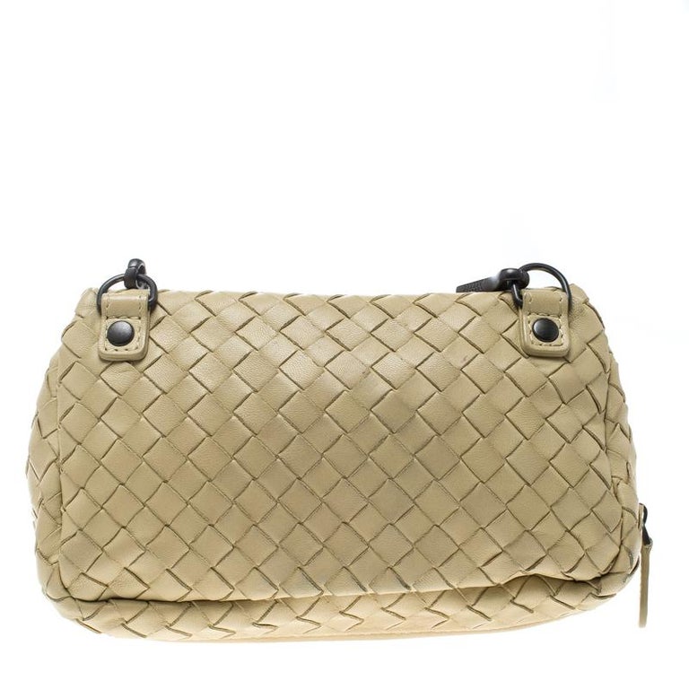 Bottega Veneta Beige Intrecciato Leather Expandable Chain Crossbody Bag ...