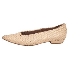 Bottega Veneta Beige Intrecciato Leather Flats Size 40