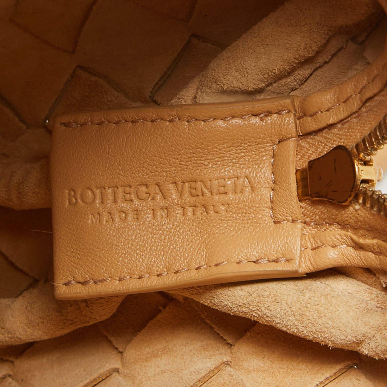 Bottega Veneta Beige Intrecciato Leather Mini Loop Crossbody Bag For Sale 1