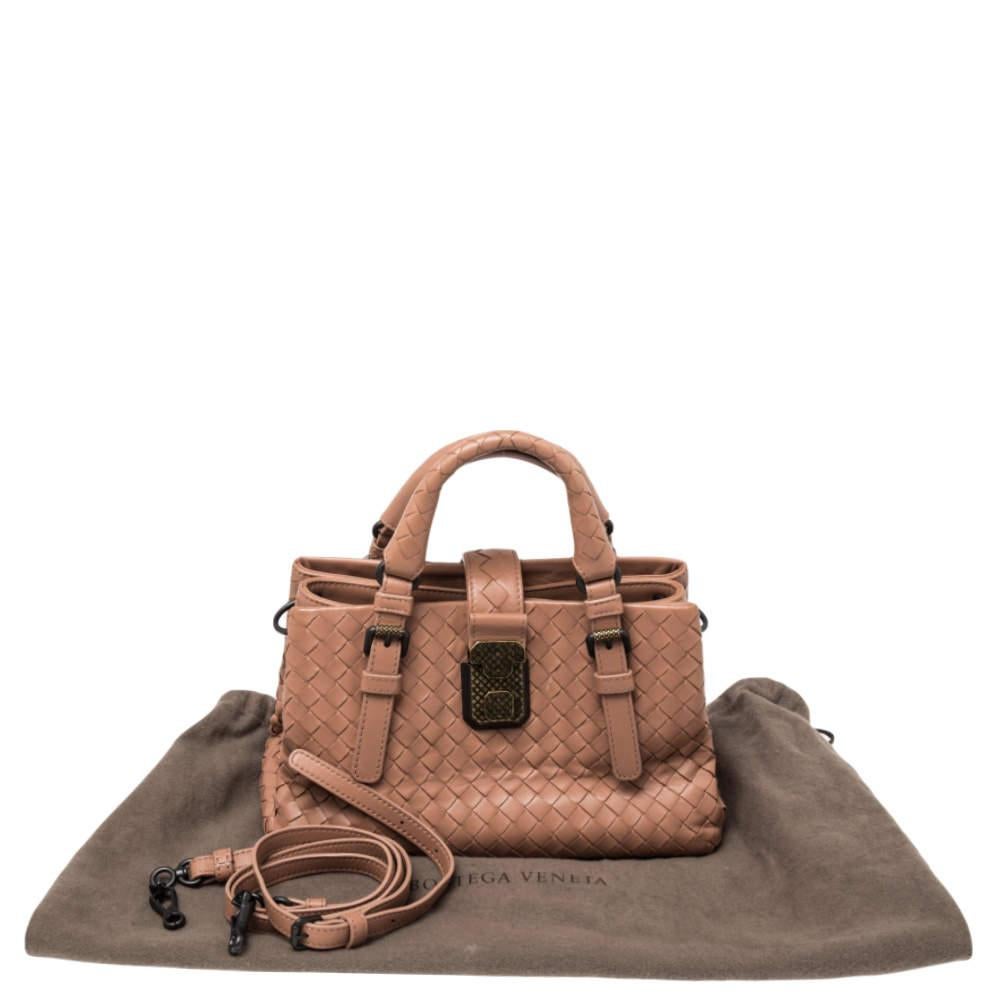 Bottega Veneta Beige Intrecciato Leather Mini Roma Tote 4
