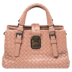 Beige Intrecciato Mini Roma Tragetasche aus Leder von Bottega Veneta