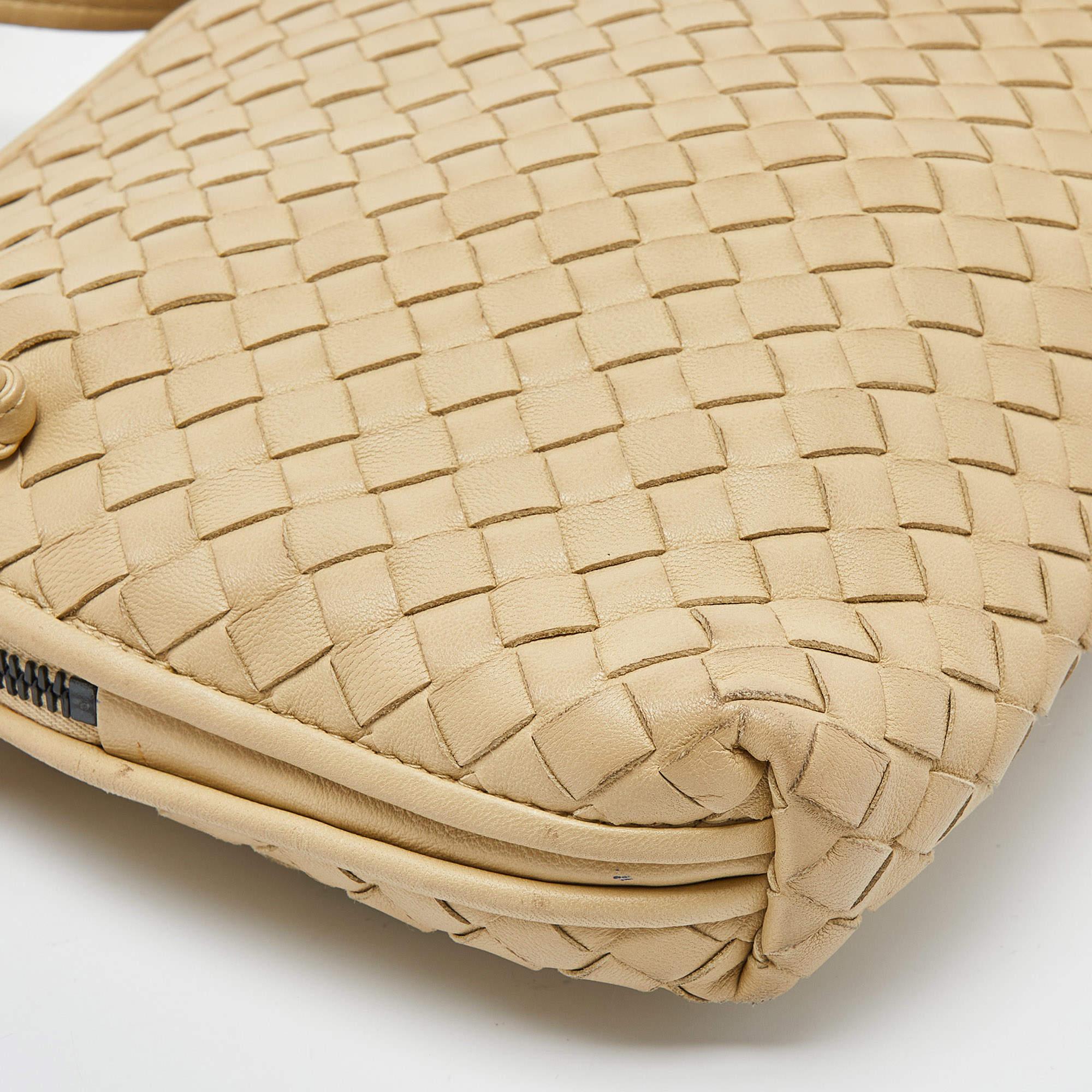 Bottega Veneta Beige Intrecciato Leather Nodini Crossbody Bag 4