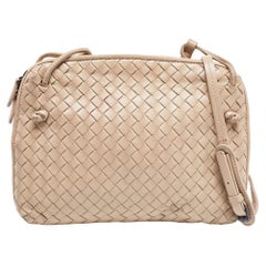 Bottega Veneta Beige Intrecciato Leather Nodini Crossbody Bag