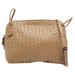 Bottega Veneta Beige Intrecciato Leather Nodini Shoulder Bag