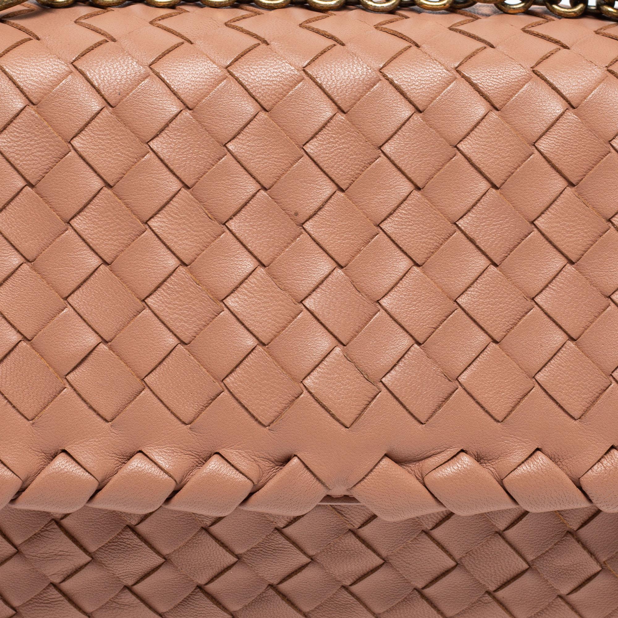 Bottega Veneta Beige Intrecciato Leather Olimpia Shoulder Bag In Good Condition In Dubai, Al Qouz 2