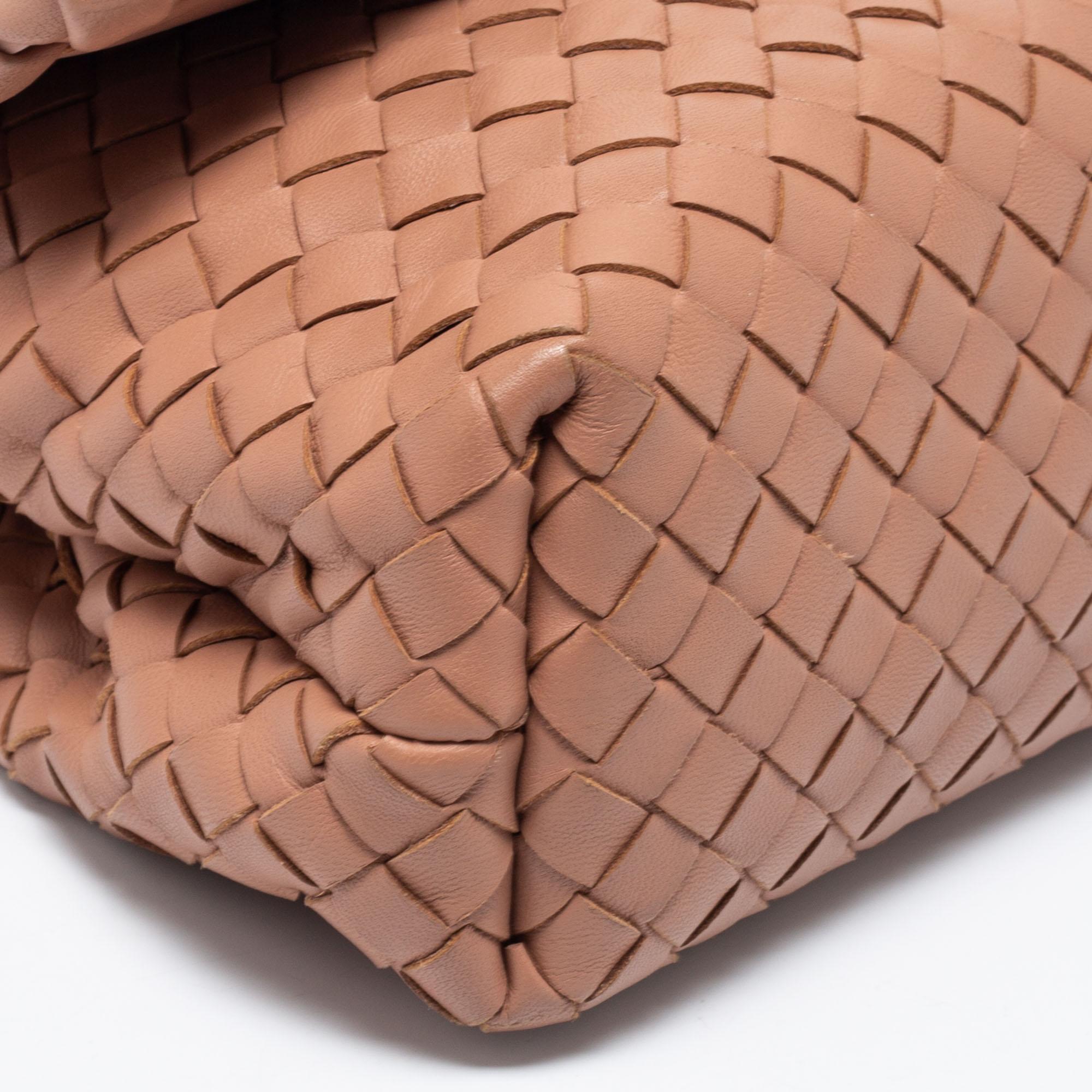 Women's Bottega Veneta Beige Intrecciato Leather Olimpia Shoulder Bag