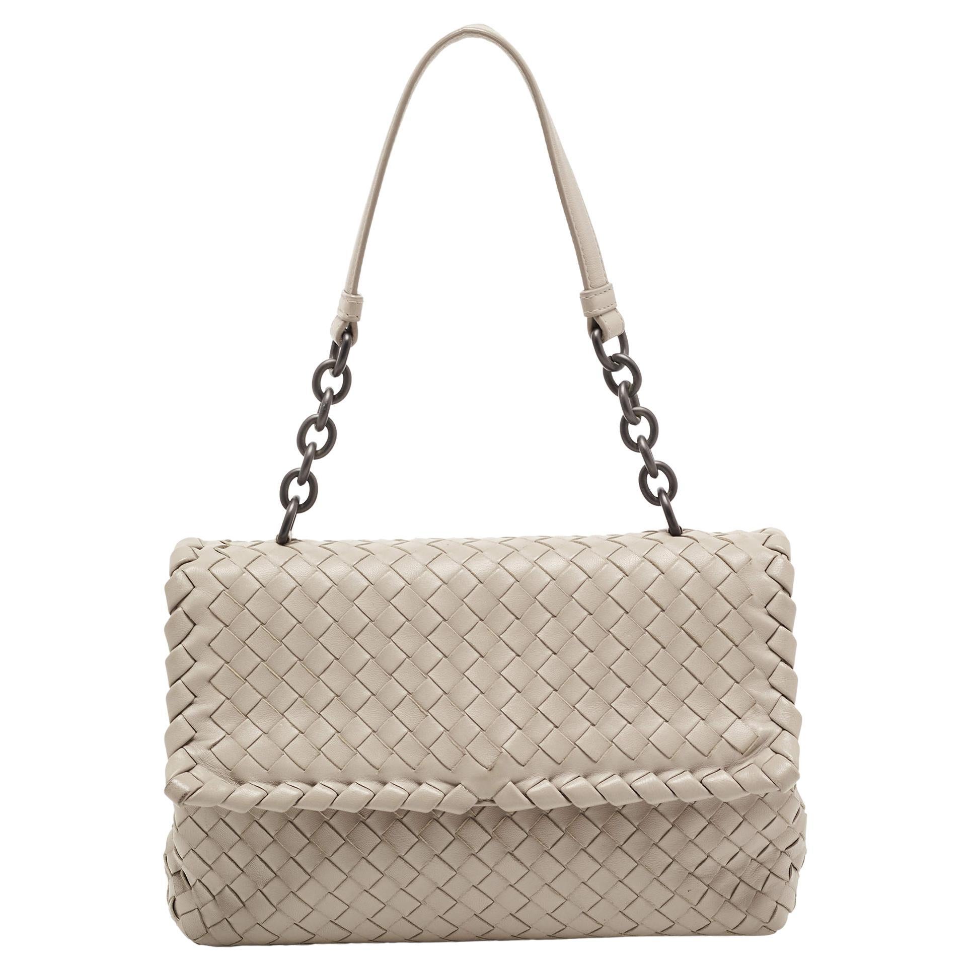 Bottega Veneta Beige Intrecciato Leather Olimpia Top Handle Bag