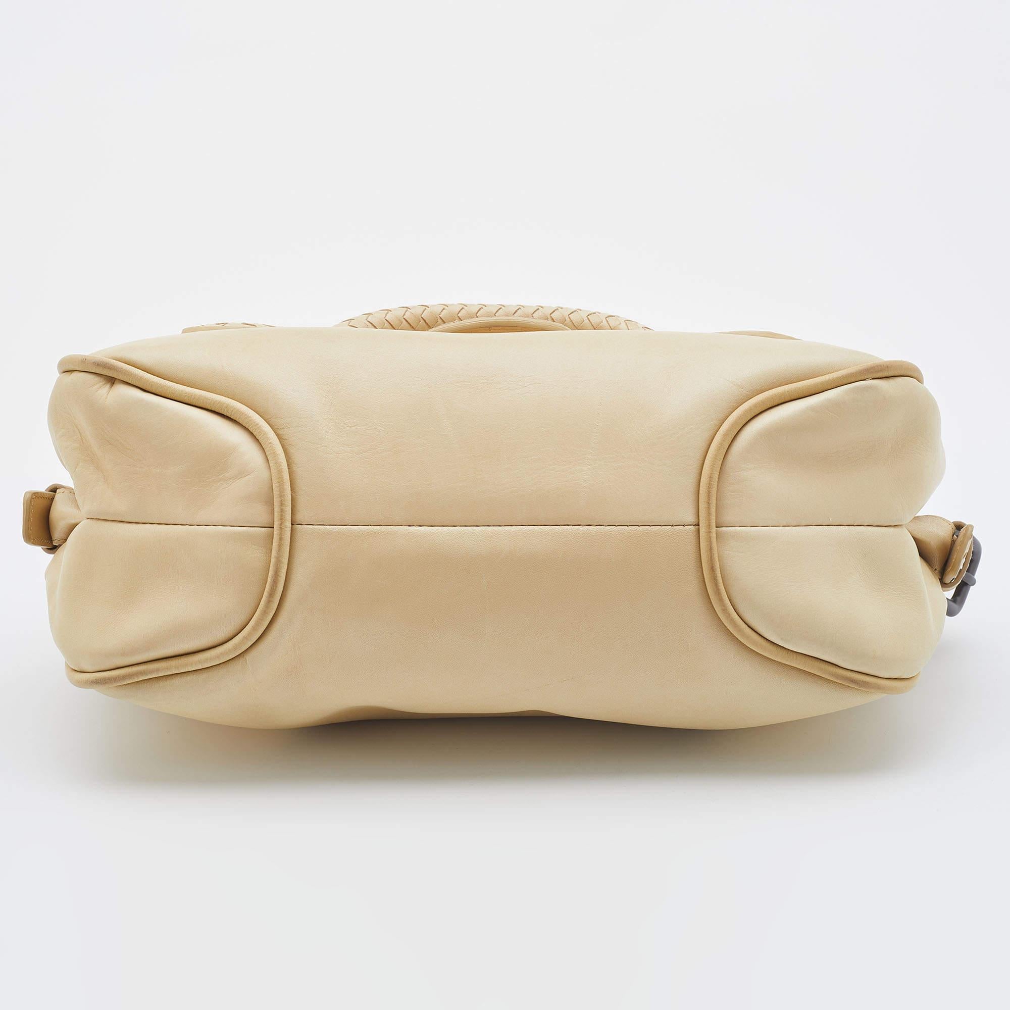 Bottega Veneta Beige Intrecciato Leather Rialto Shoulder Bag 1
