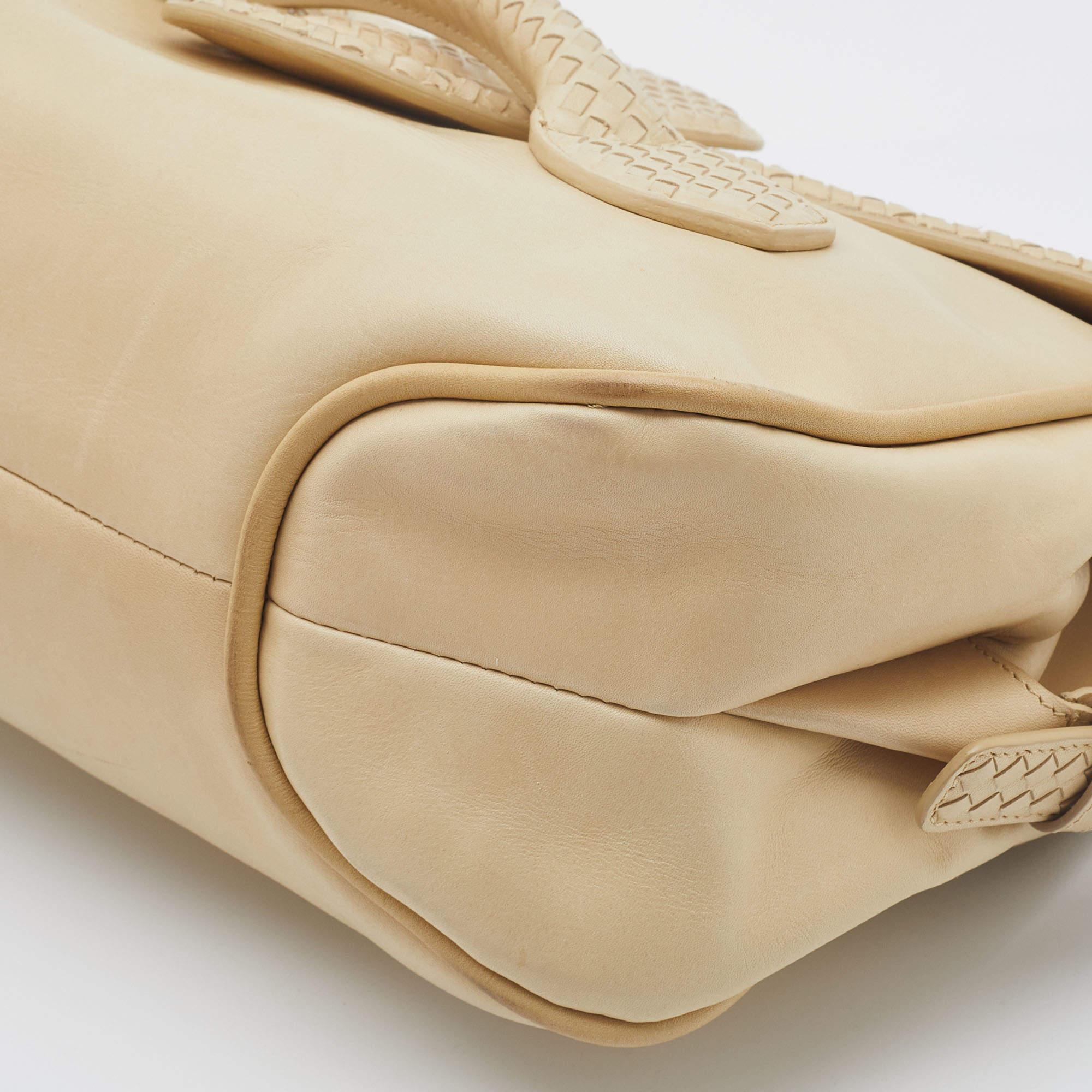 Bottega Veneta Beige Intrecciato Leather Rialto Shoulder Bag 4