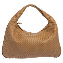 Bottega Veneta Beige Intrecciato Leather Veneta Hobo