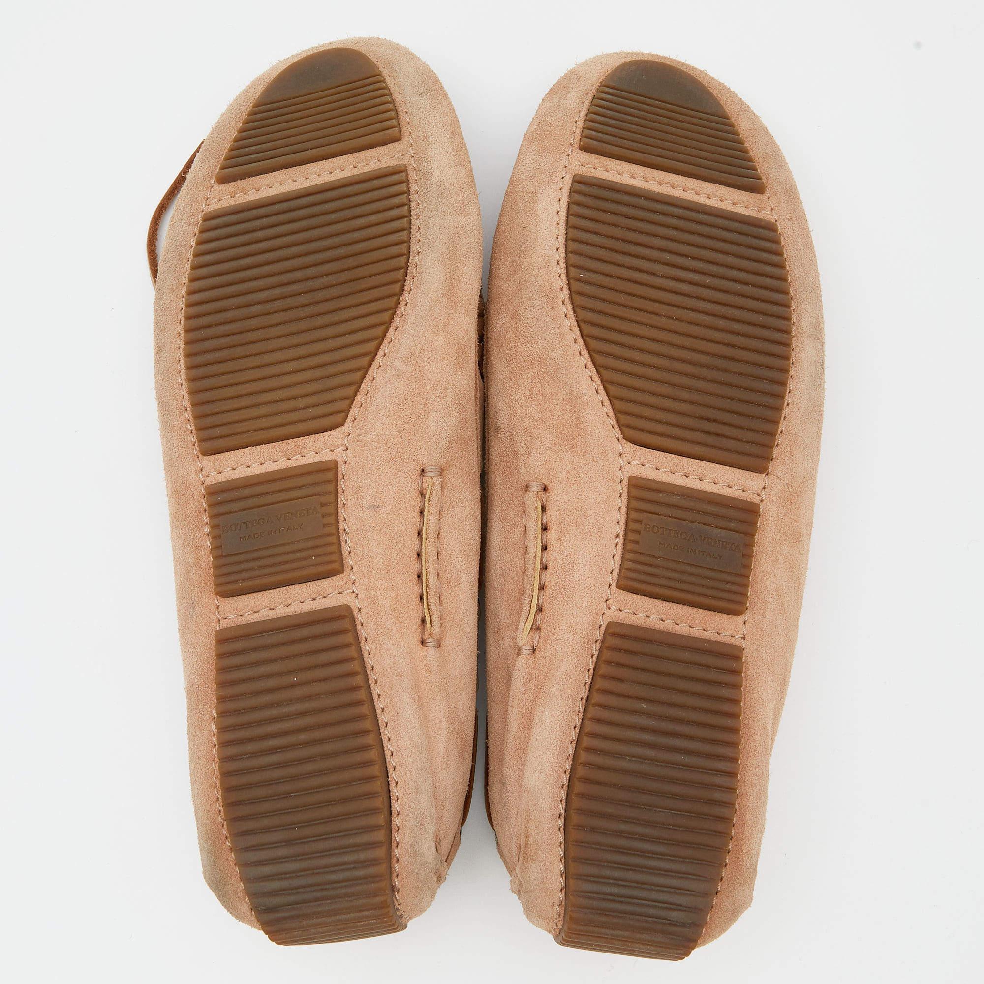 Bottega Veneta Beige Intrecciato Suede Bow Slip On Loafers Size 37 2