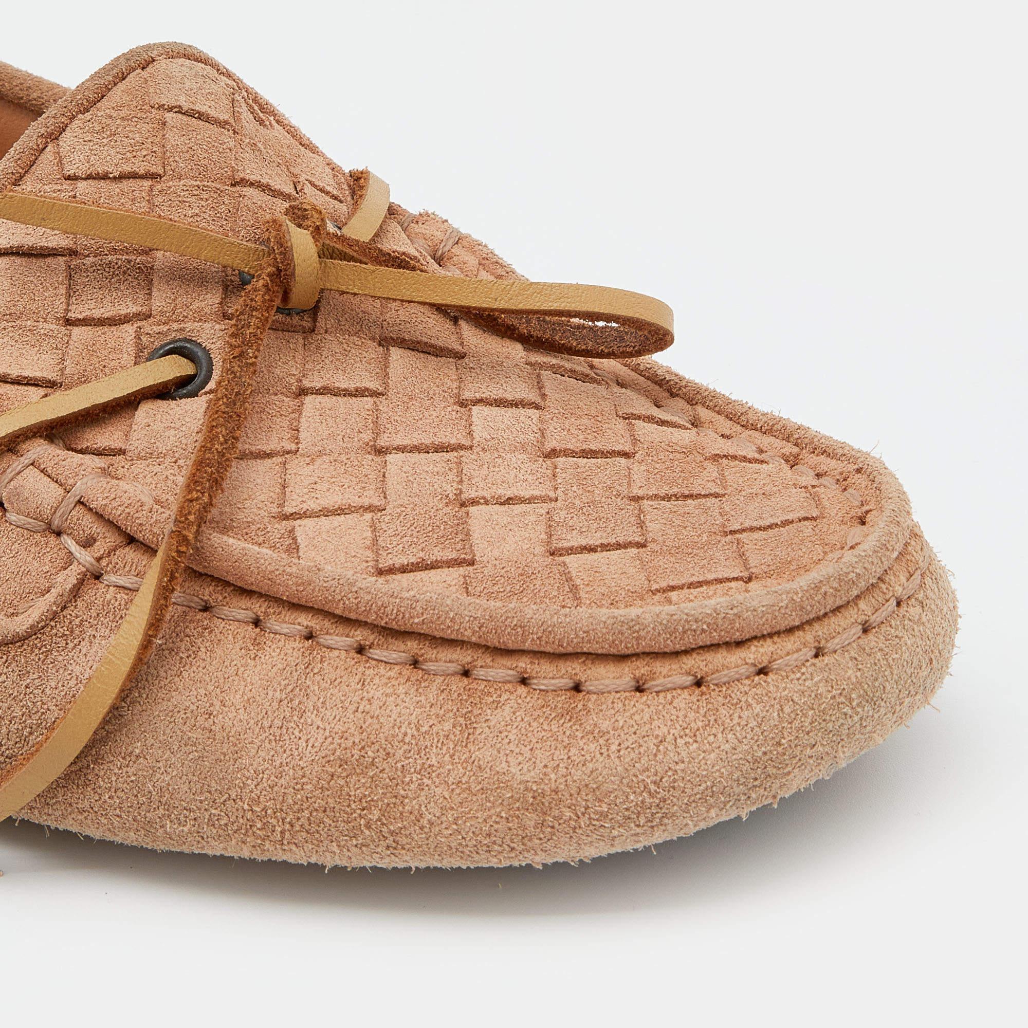 Bottega Veneta Beige Intrecciato Suede Bow Slip On Loafers Size 37 3