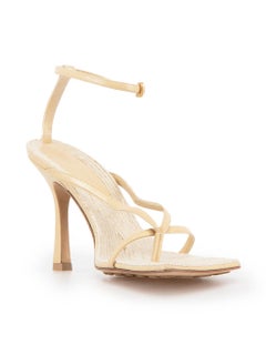 Bottega Veneta Beige Leather Heeled Thong Sandals Size IT 37