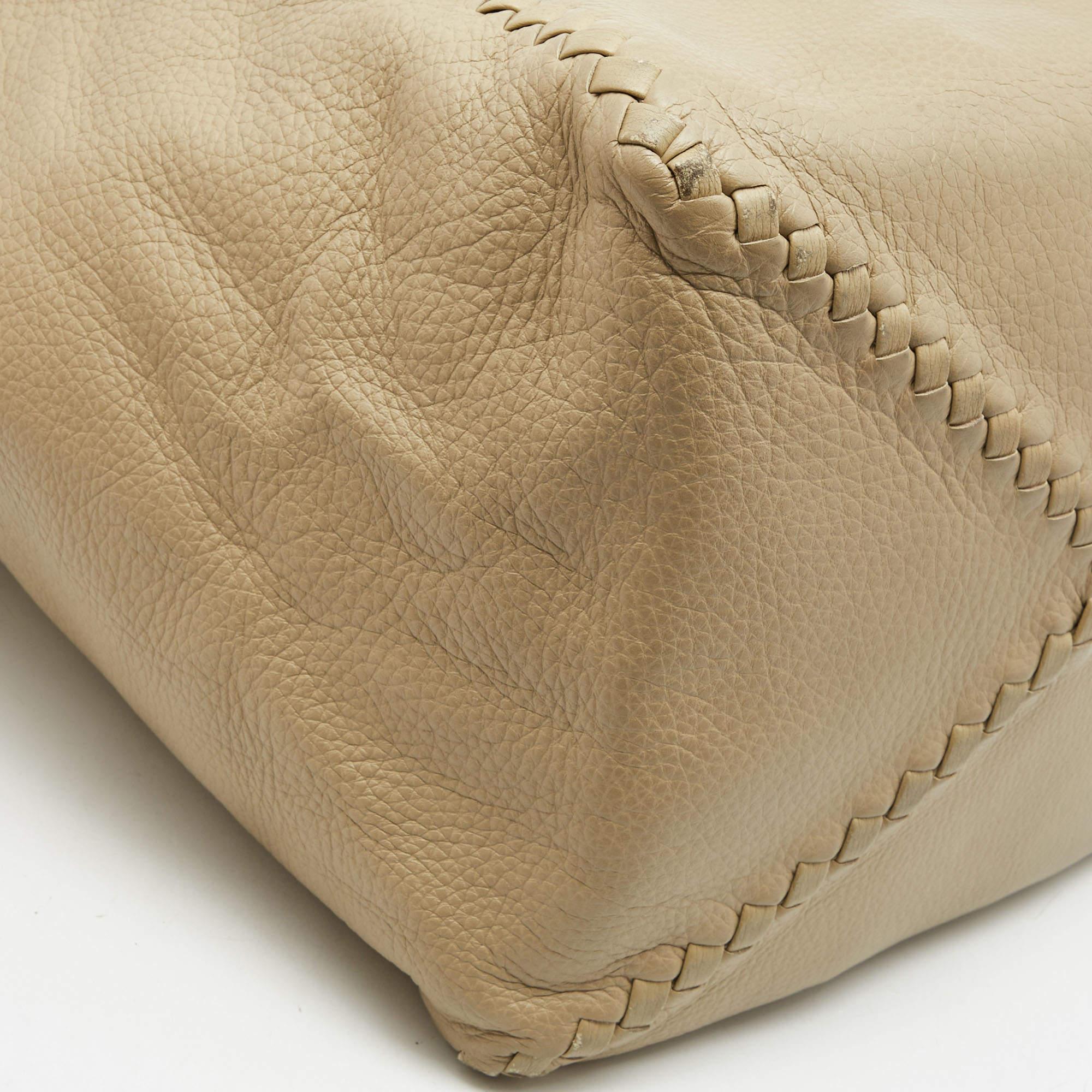Bottega Veneta Beige Leather Intrecciato Detail Tote 3