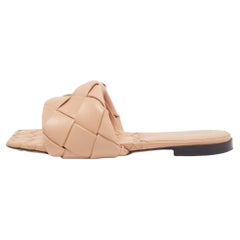 Bottega Veneta Beige Leather Lido Slide Flats Size 40