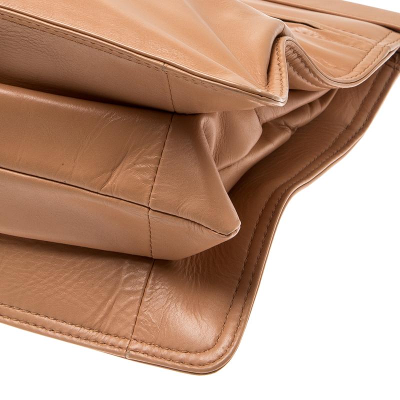 Bottega Veneta Beige Leather Oversized Clutch 4