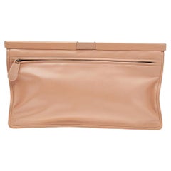 Bottega Veneta Beige Leather Oversized Clutch