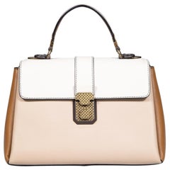 Bottega Veneta Beige Leather Piazza Top-Handle Bag