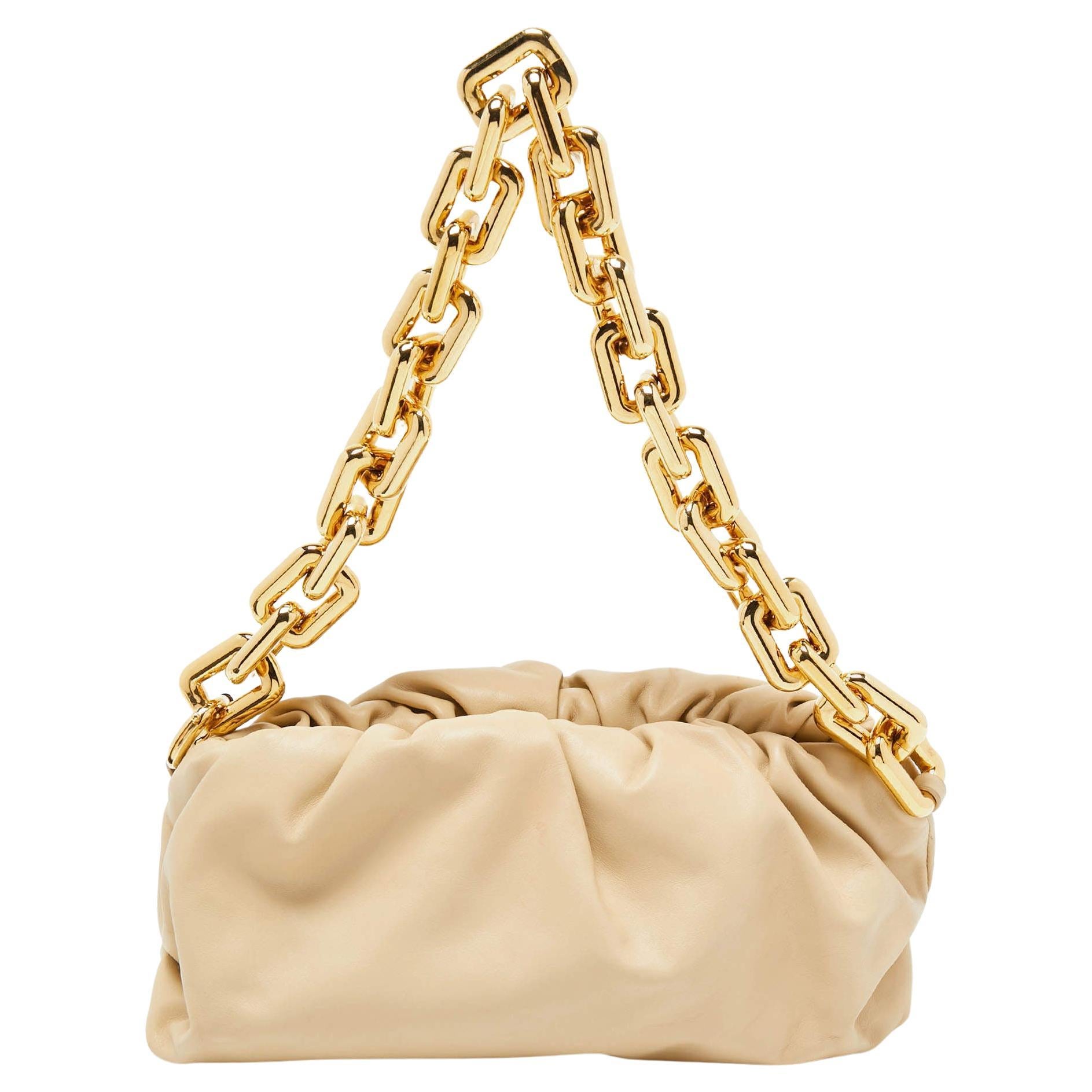 Bottega Veneta Beige Leather The Chain Pouch Bag For Sale