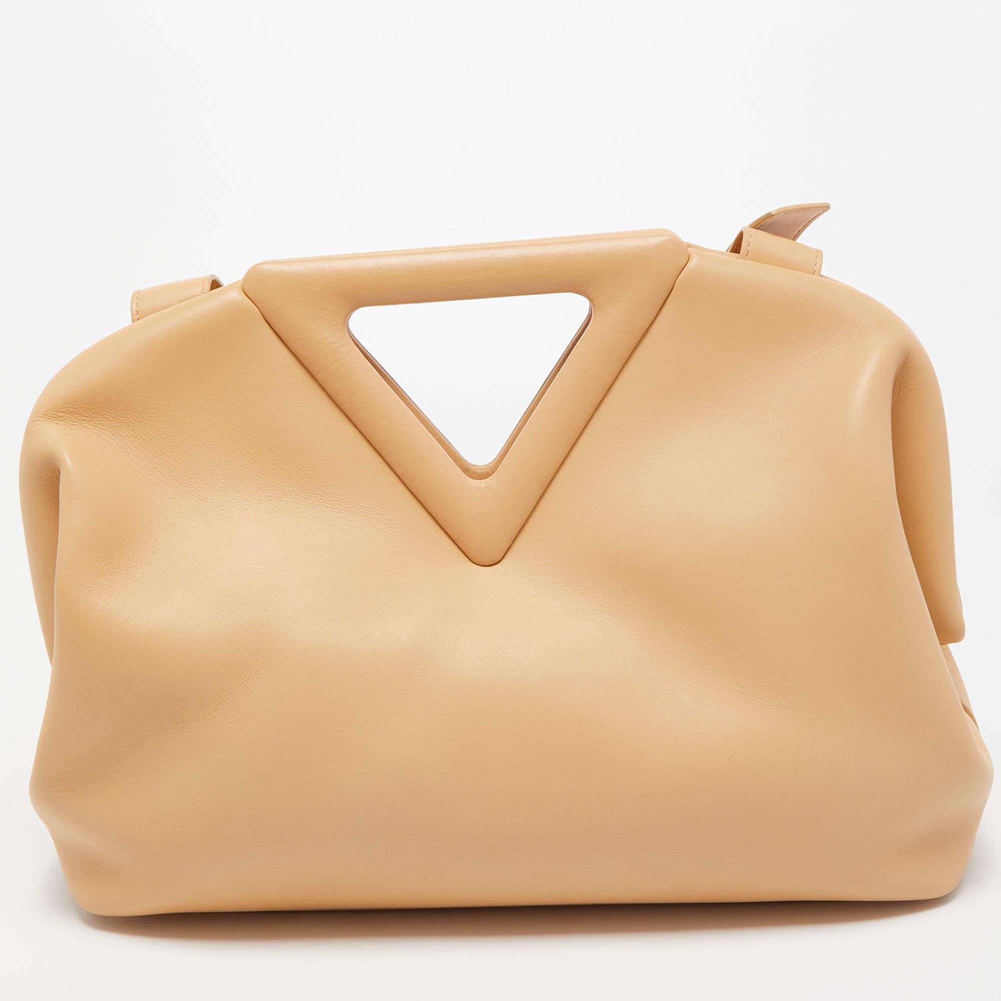 Women's Bottega Veneta Beige Leather The Triangle Shoulder Bag