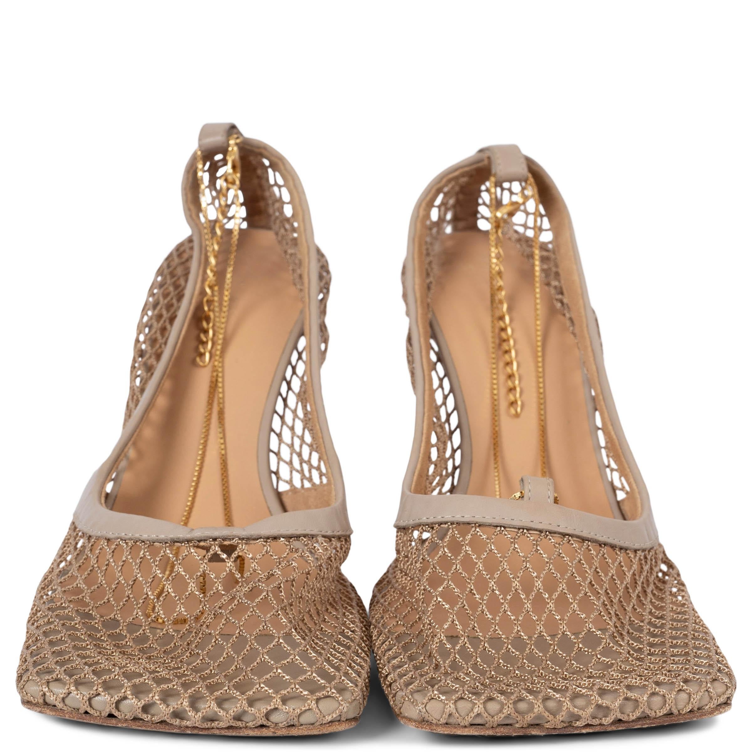 Beige BOTTEGA VENETA beige mesh STRETCH CHAIN Pumps Shoes 39 For Sale