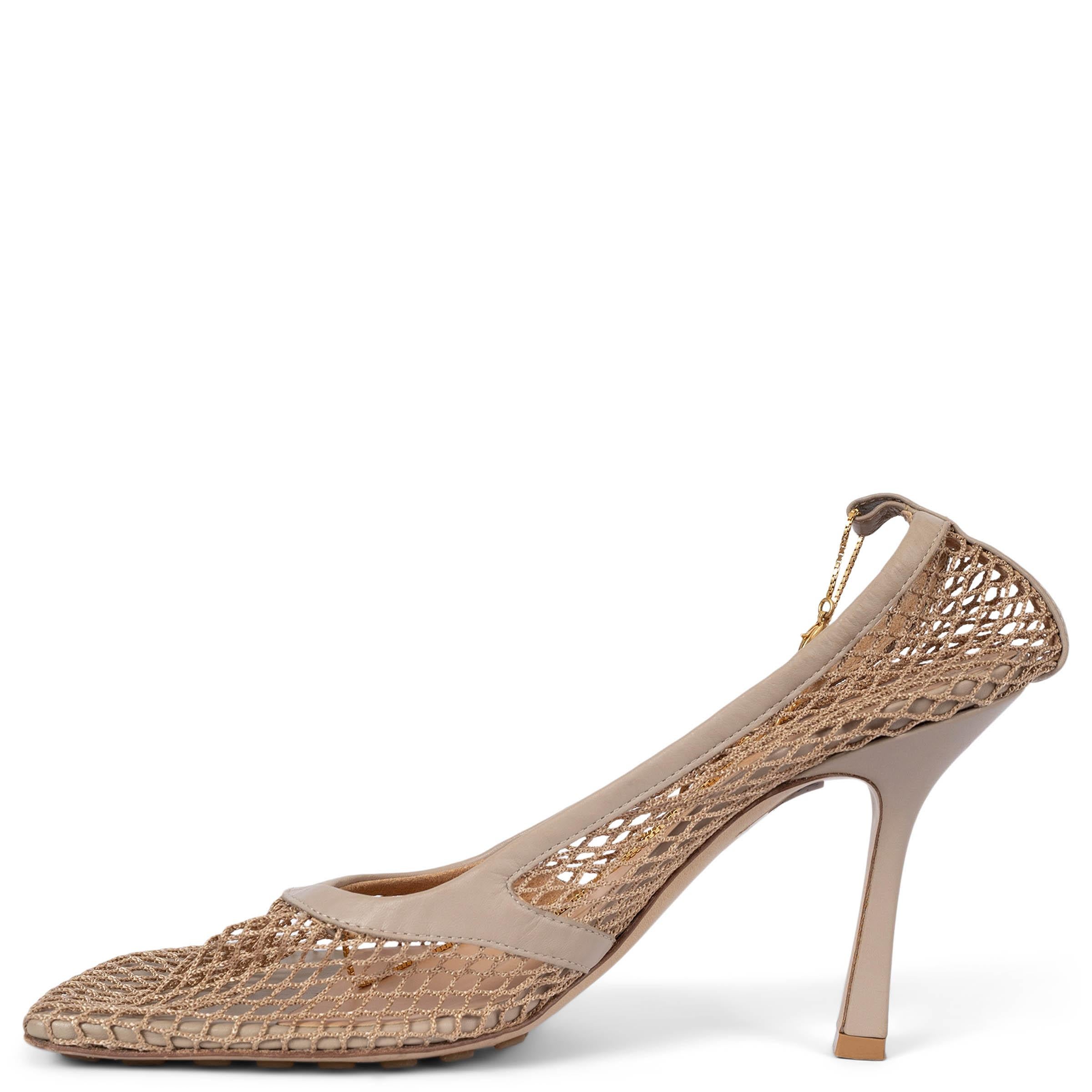 Women's BOTTEGA VENETA beige mesh STRETCH CHAIN Pumps Shoes 39 For Sale