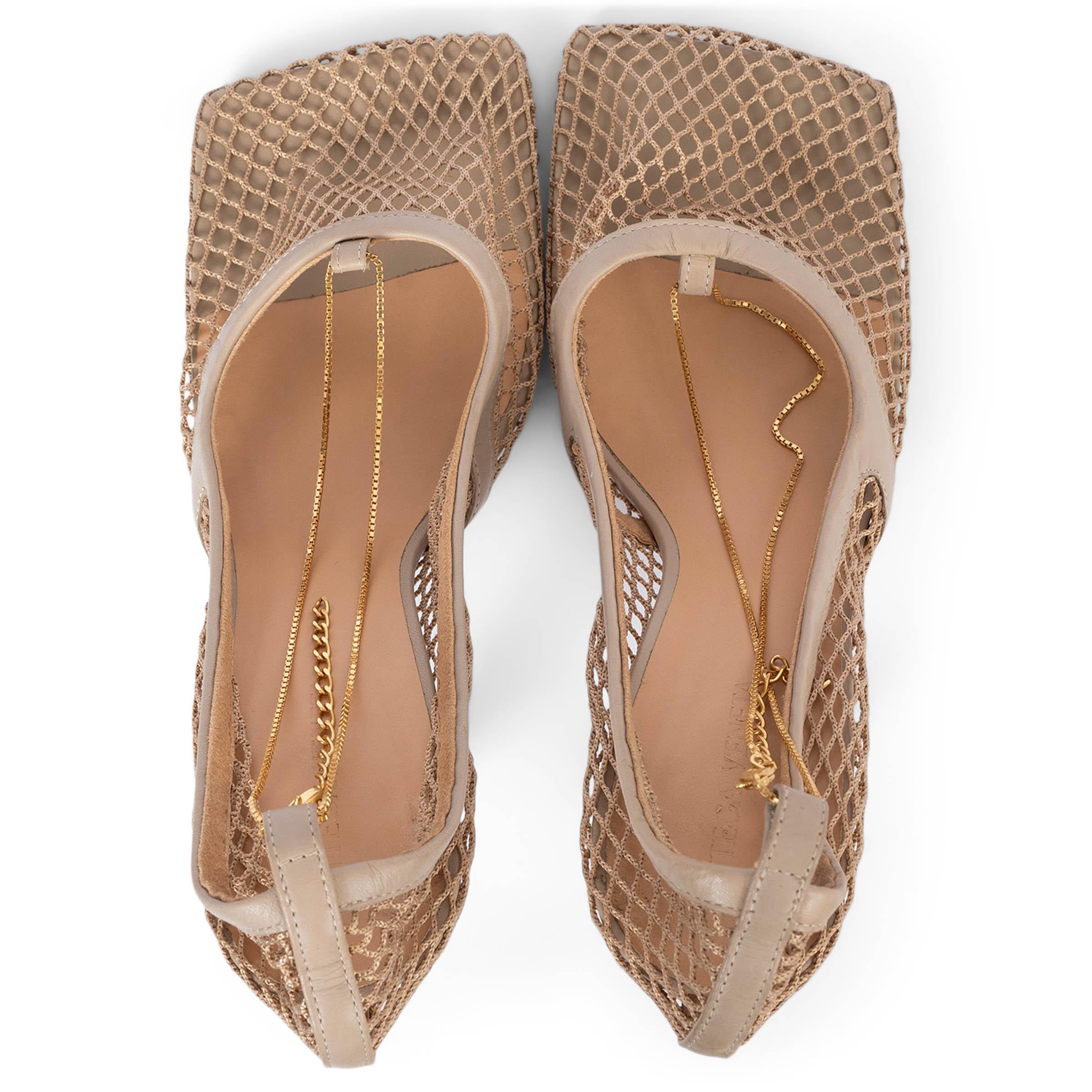 BOTTEGA VENETA beige mesh STRETCH CHAIN Pumps Shoes 39 For Sale 2
