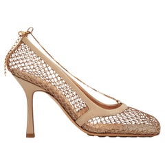 BOTTEGA VENETA beige mesh STRETCH CHAIN Pumps Shoes 39