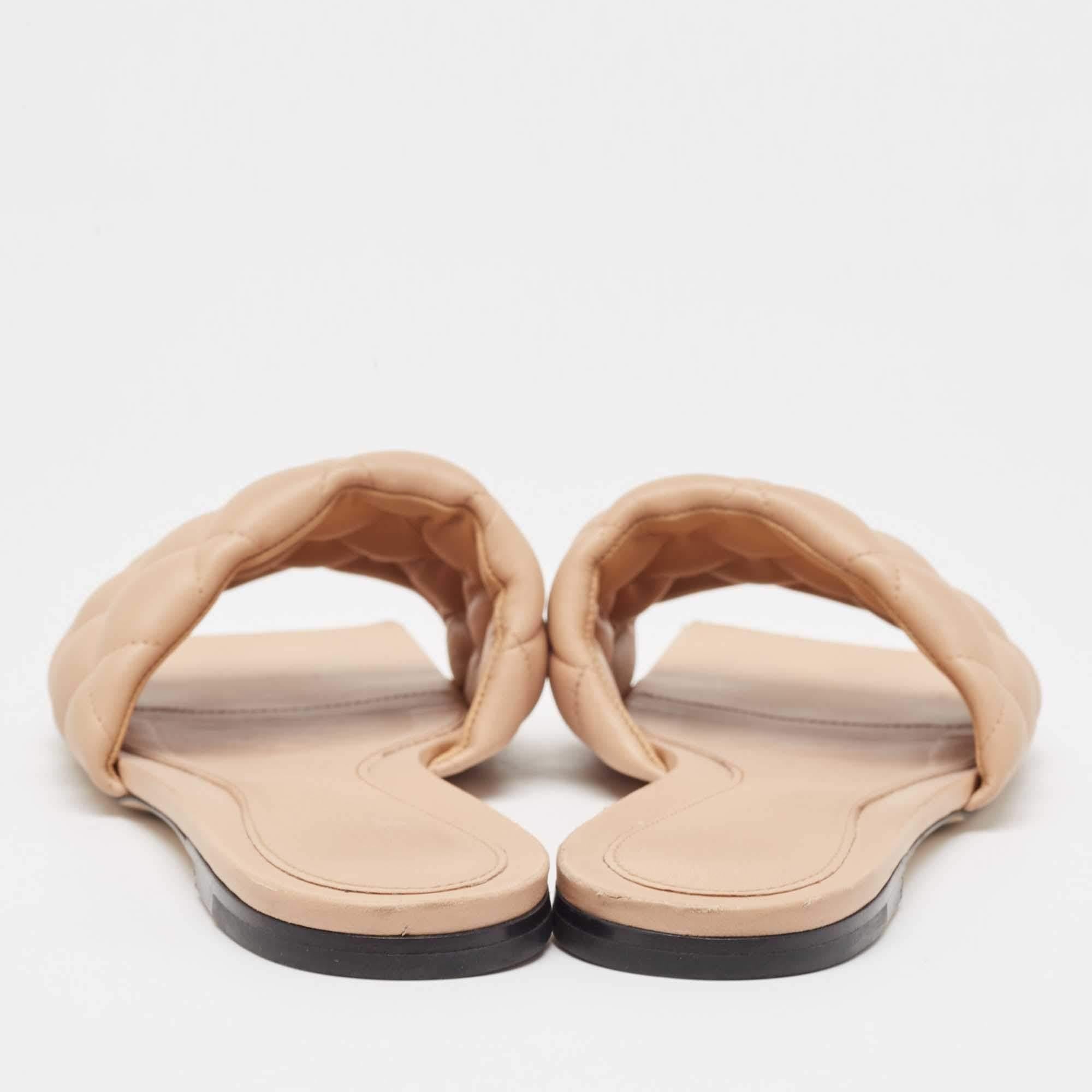 Bottega Veneta Beige Padded Leather Flat Slides Size 39 1