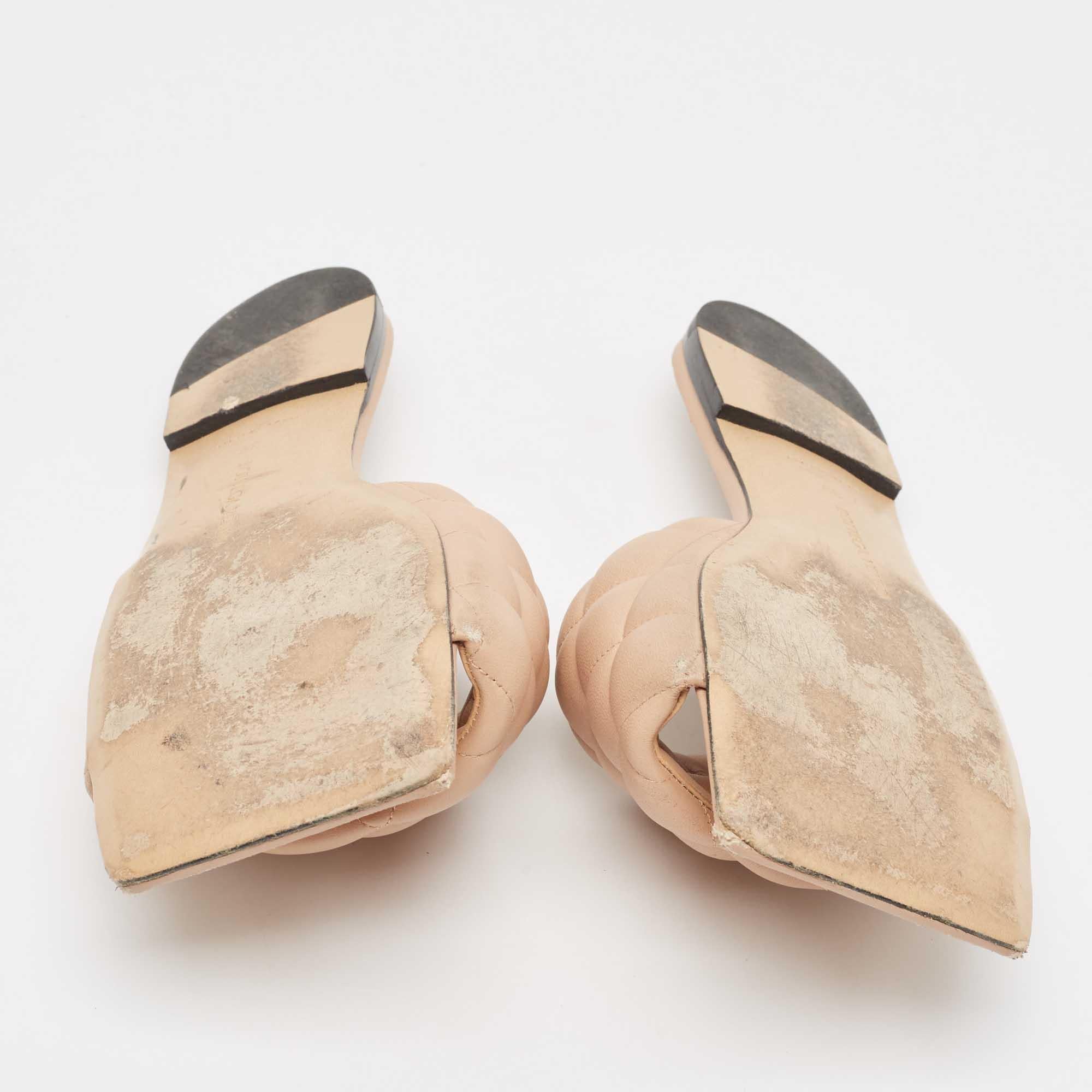 Bottega Veneta Beige Padded Leather Flat Slides Size 39 2