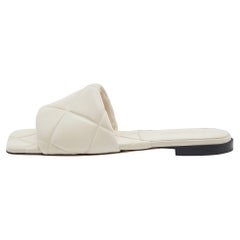 Bottega Veneta Beige Quilted Leather Lido Flat Slides Size 39