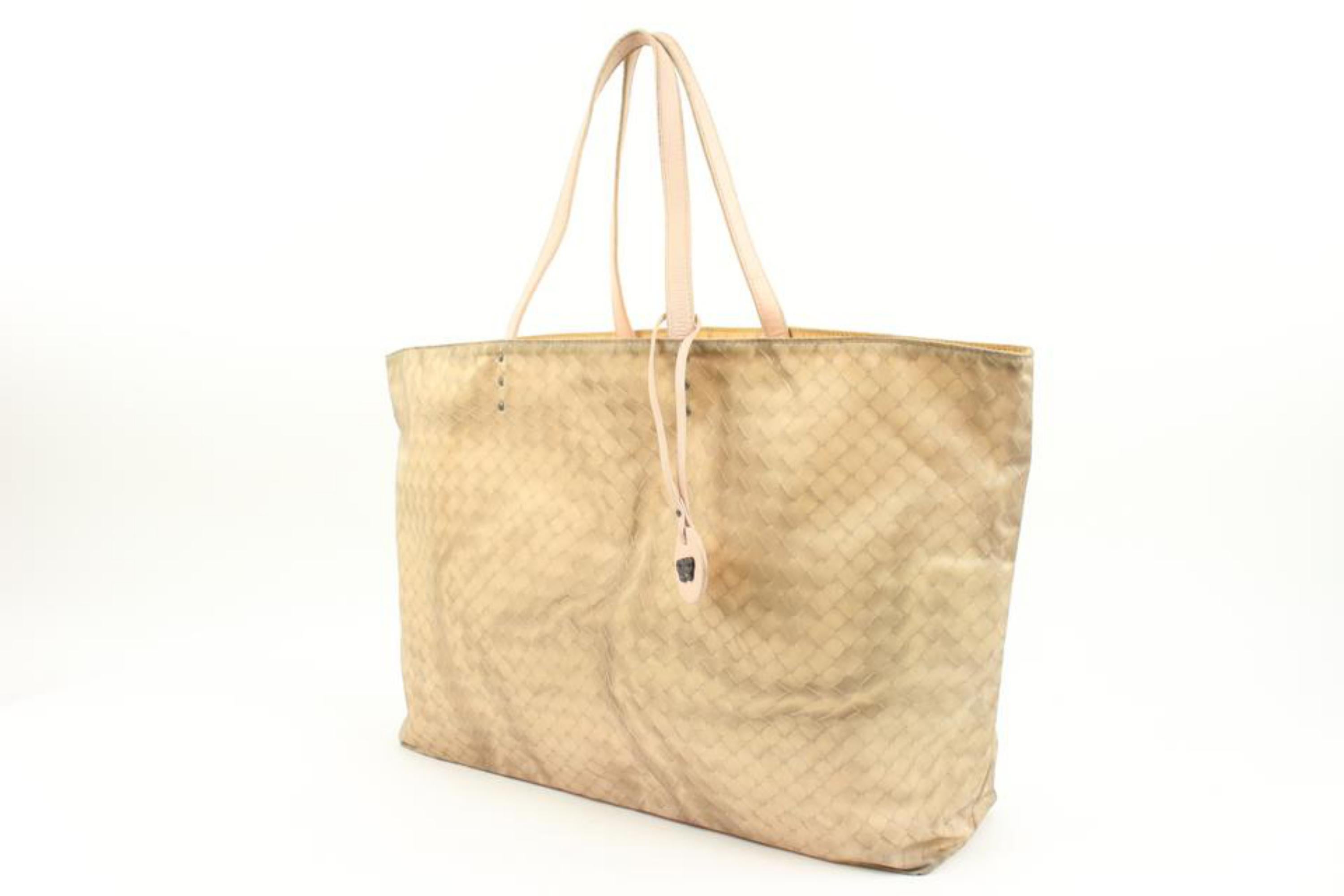 Bottega Veneta Beige Sand Nylon Intrecciolusion Medium Tote Bag 20bv223s For Sale 8
