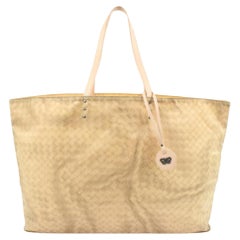 Bottega Veneta Beige Sand Nylon Intrecciolusion Medium Tote Bag 20bv223s