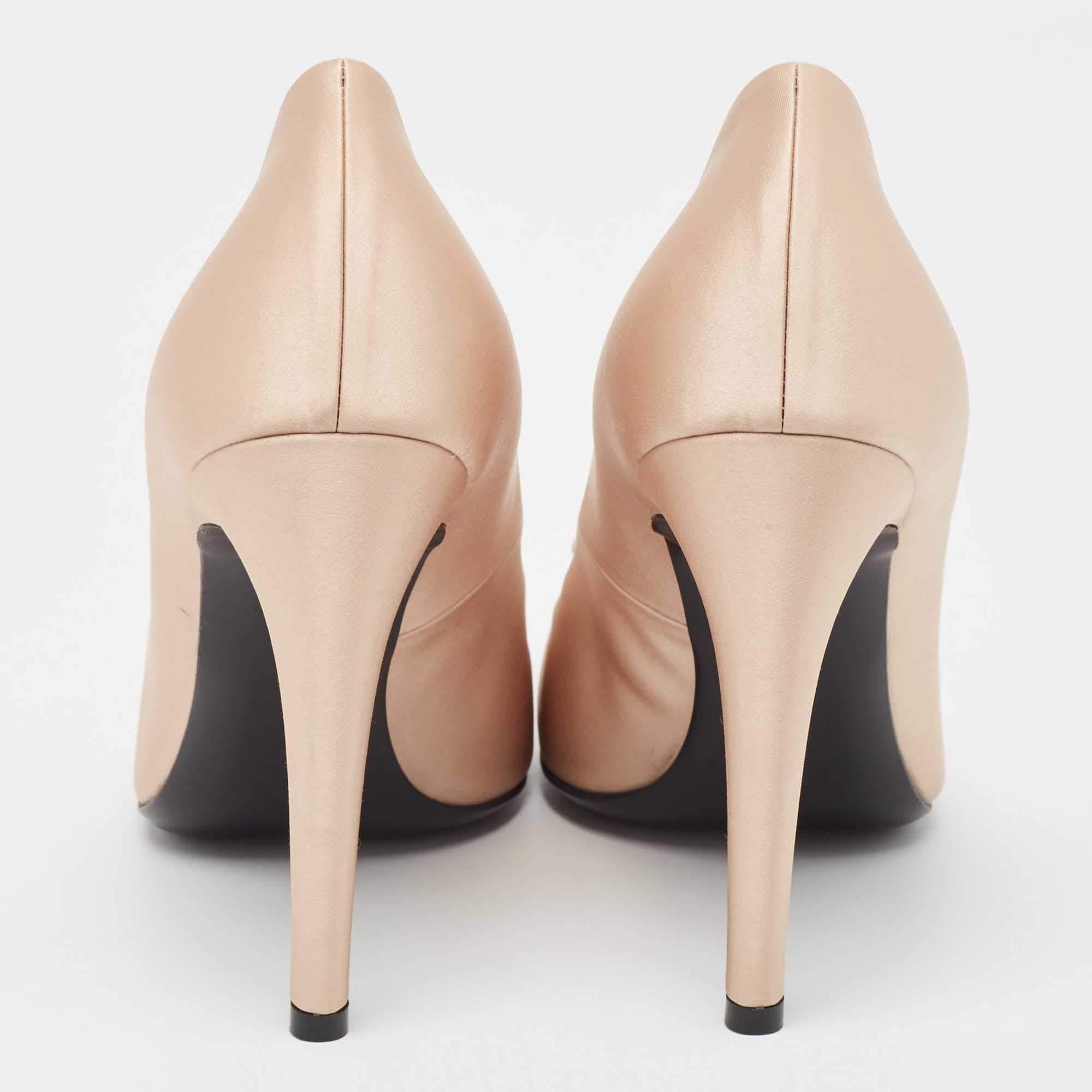 Bottega Veneta Beige Satin Crystal Embellished Pumps Size 39 1