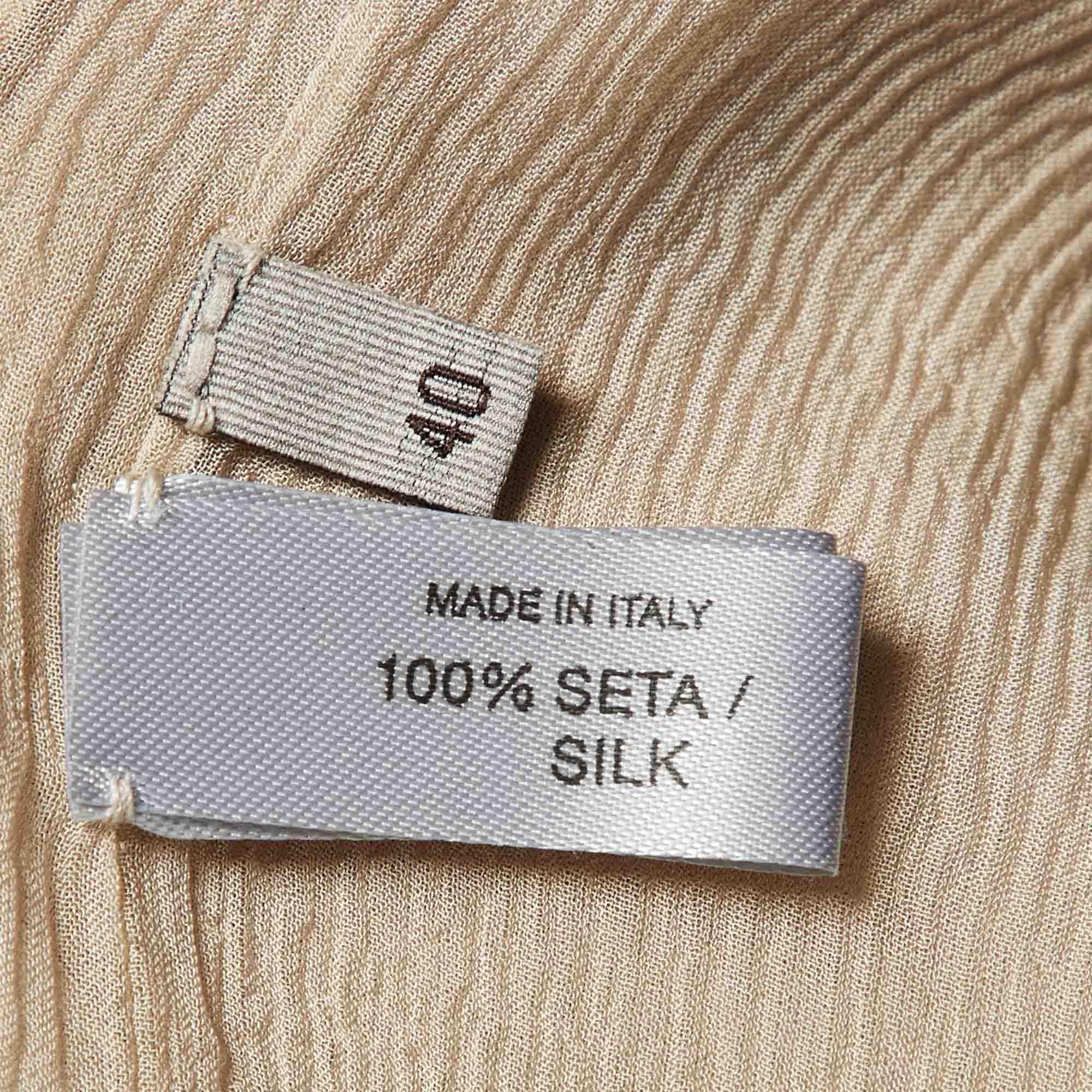 Bottega Veneta Beige Top in seta con cravatta anteriore S in vendita 2