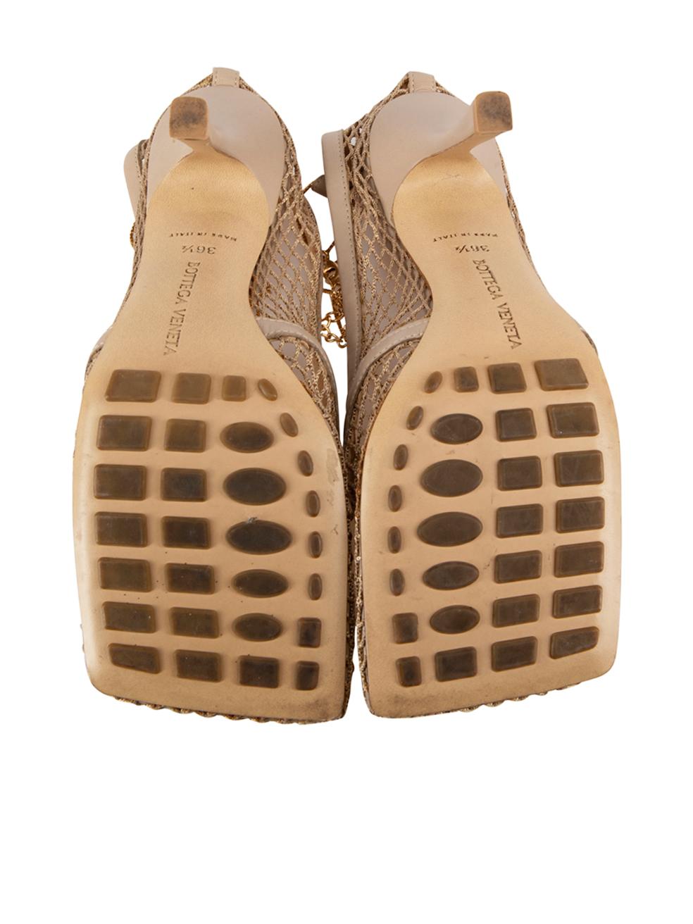 Women's Bottega Veneta Beige Stretch Mesh Sandals Size IT 36.5 For Sale