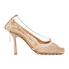 Bottega Veneta Beige Stretch Mesh Sandals Size IT 36.5