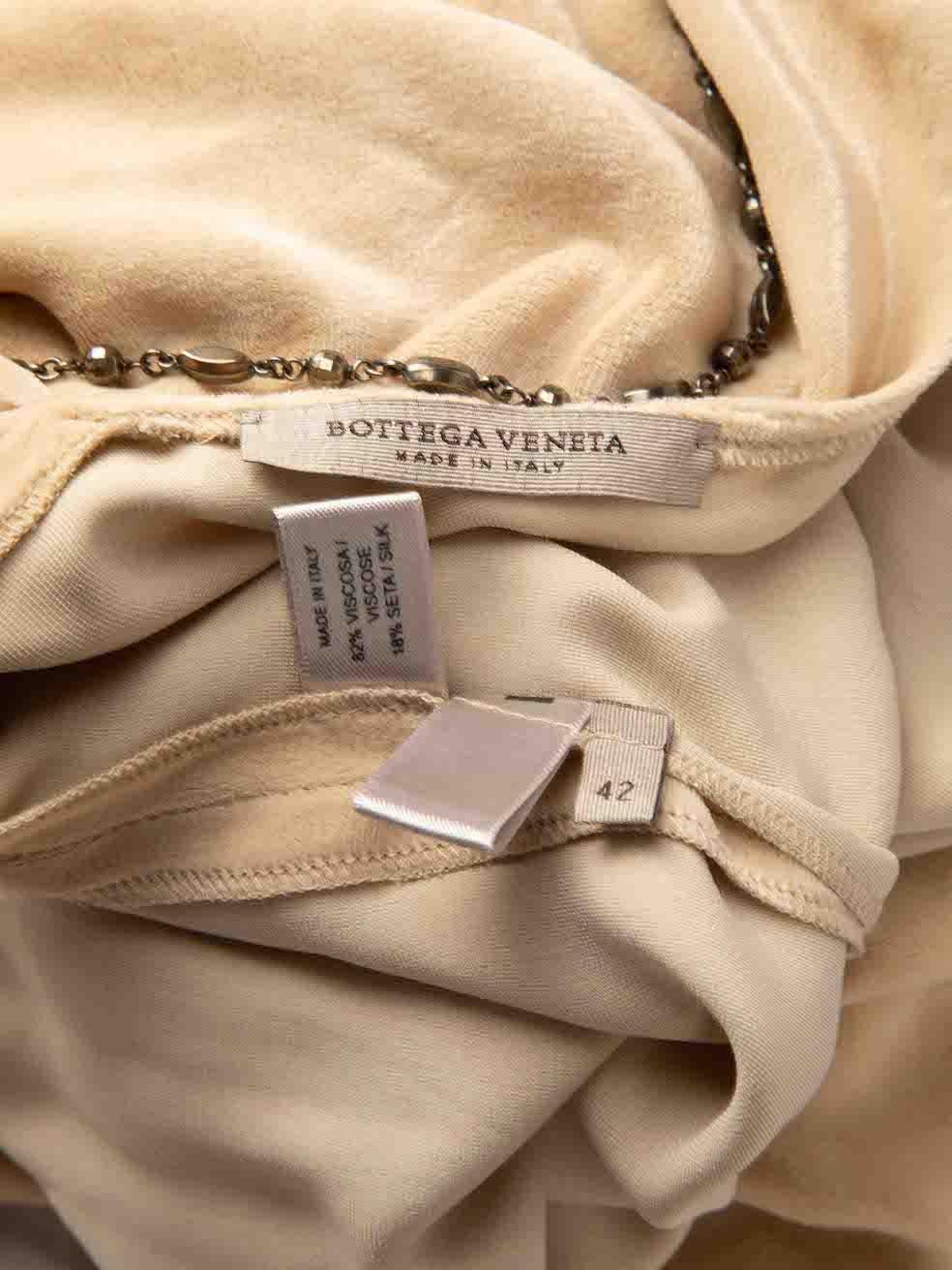 Bottega Veneta Beige Velvet Bead Strap Midi Gown Size M For Sale 1