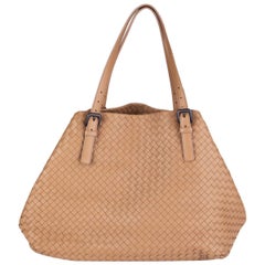 BOTTEGA VENETA beige woven leather INTRECCIATO CRESTA LARGE Shopper Shoulder Bag
