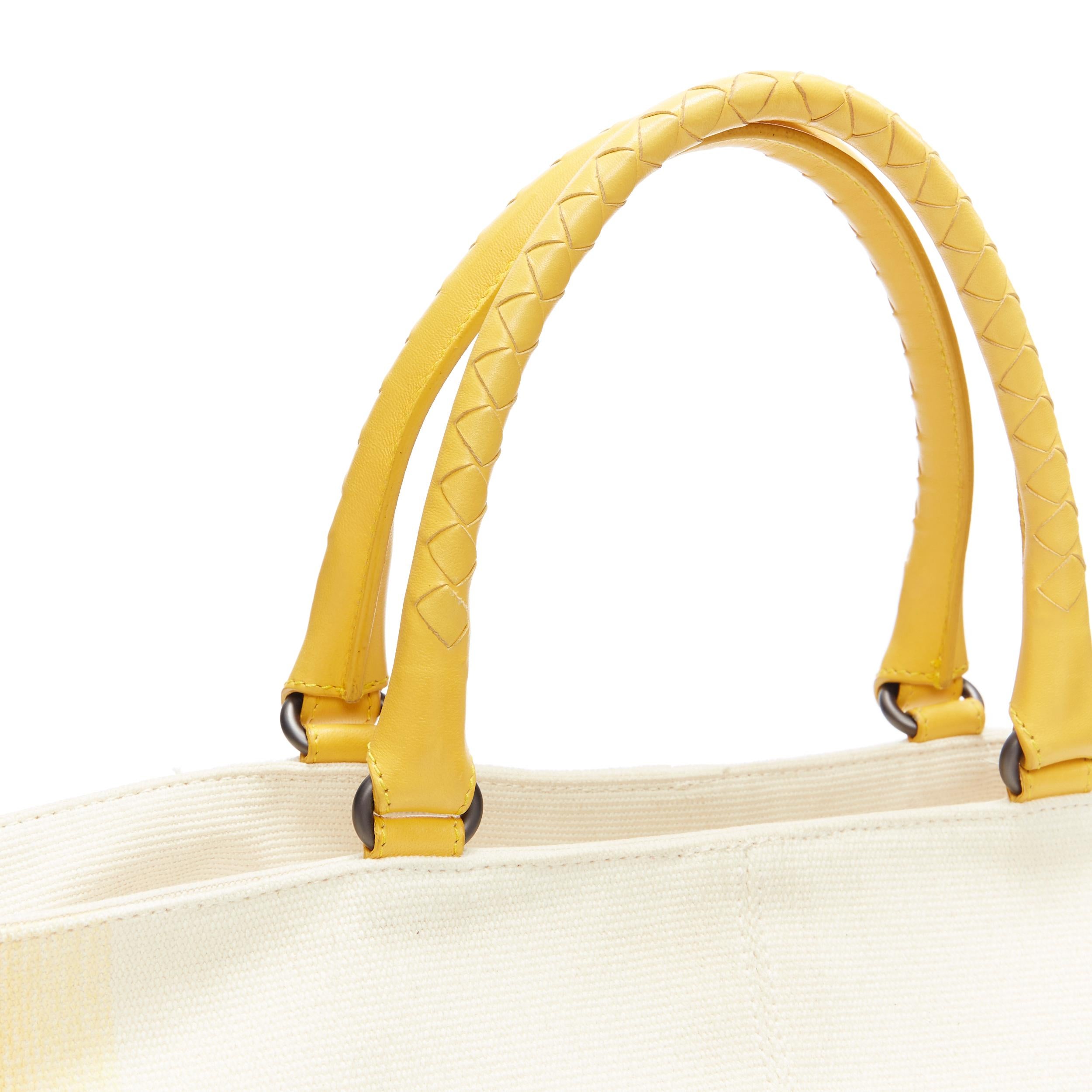 BOTTEGA VENETA beige yellow ombre dye intrecciato woven leather handle tote bag 1