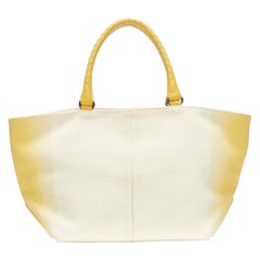 BOTTEGA VENETA beige yellow ombre dye intrecciato woven leather handle tote bag