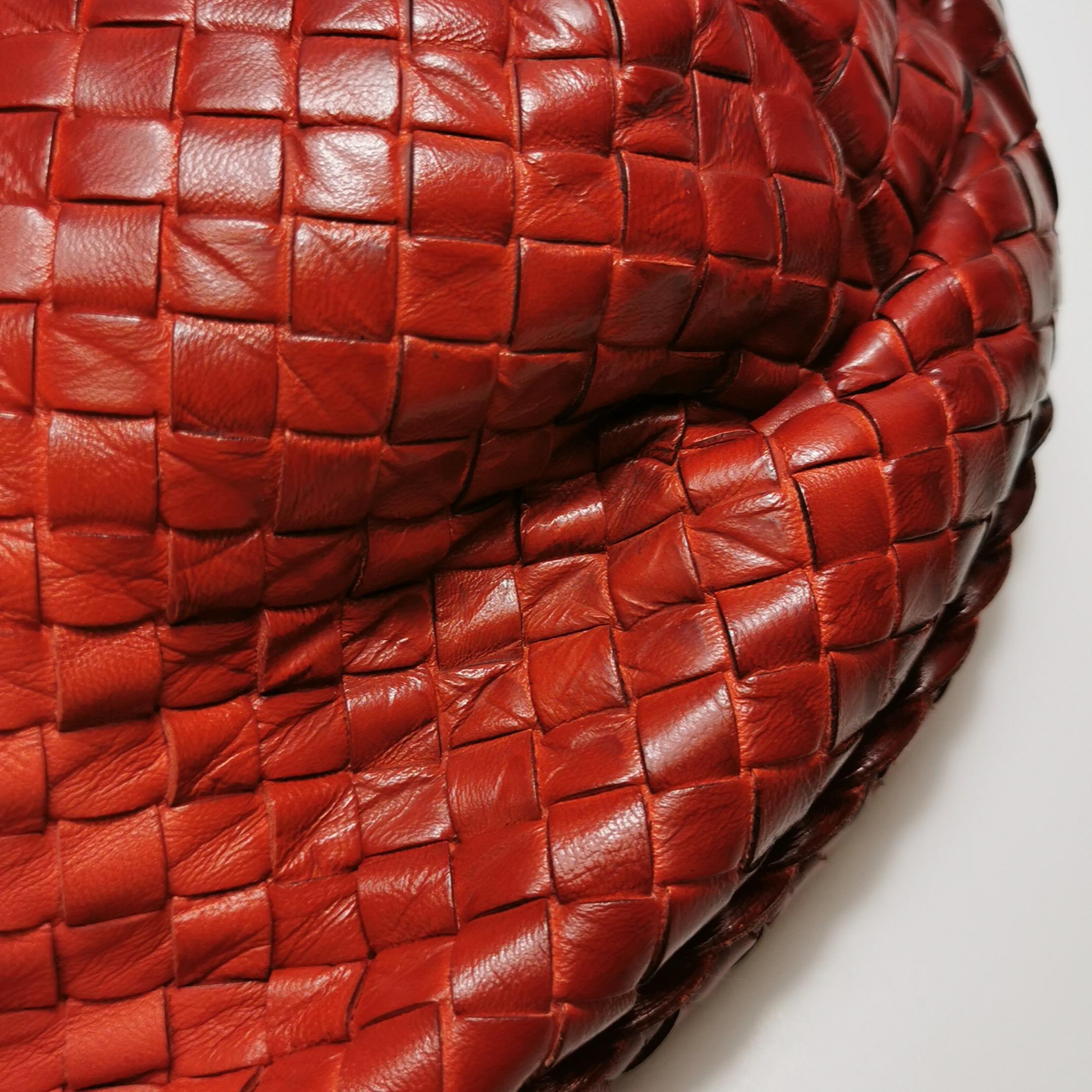 Bottega Veneta Hobo Intrecciato Gradiente Arancione Rosso Medio 45cm in vendita 15