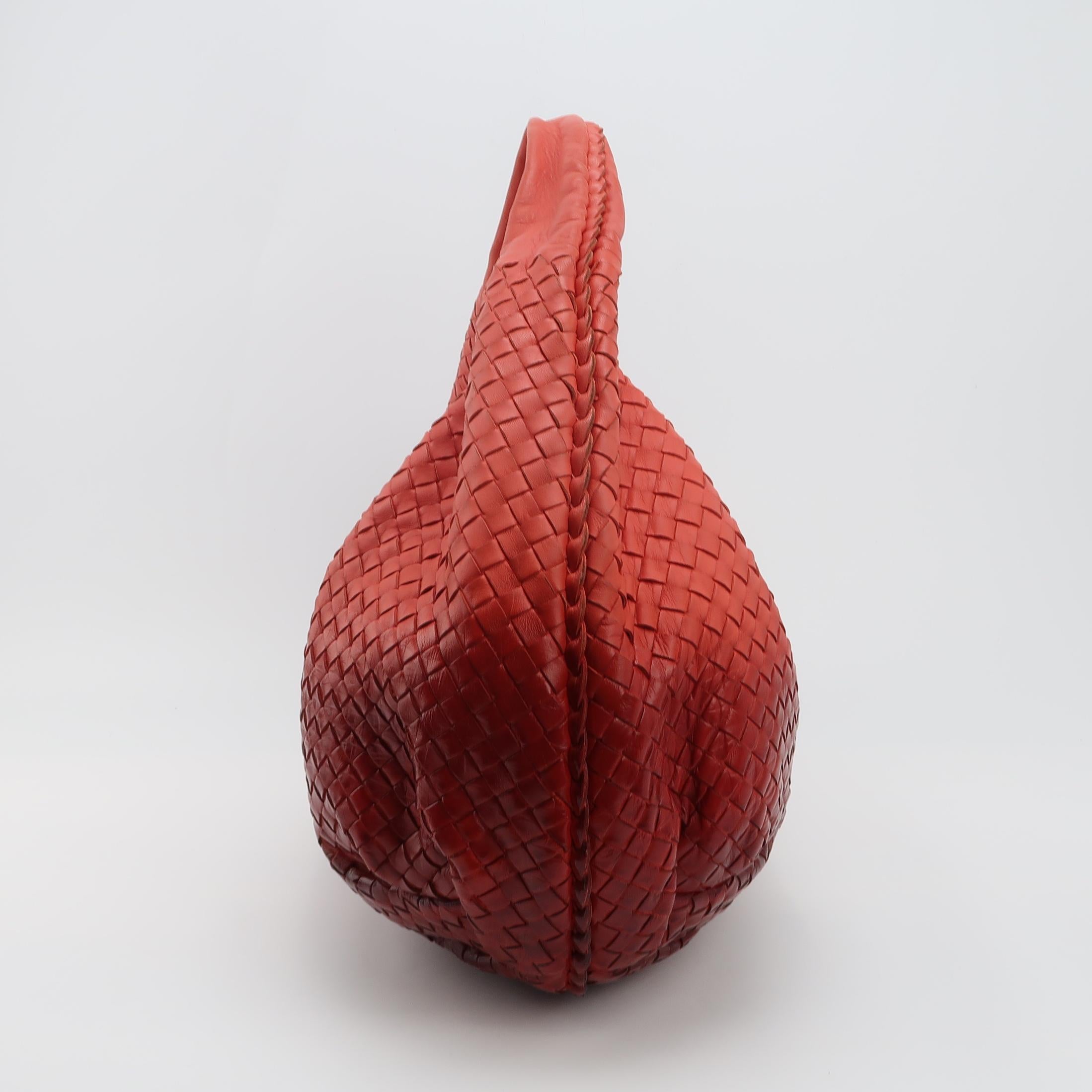 Marrone Bottega Veneta Hobo Intrecciato Gradiente Arancione Rosso Medio 45cm in vendita